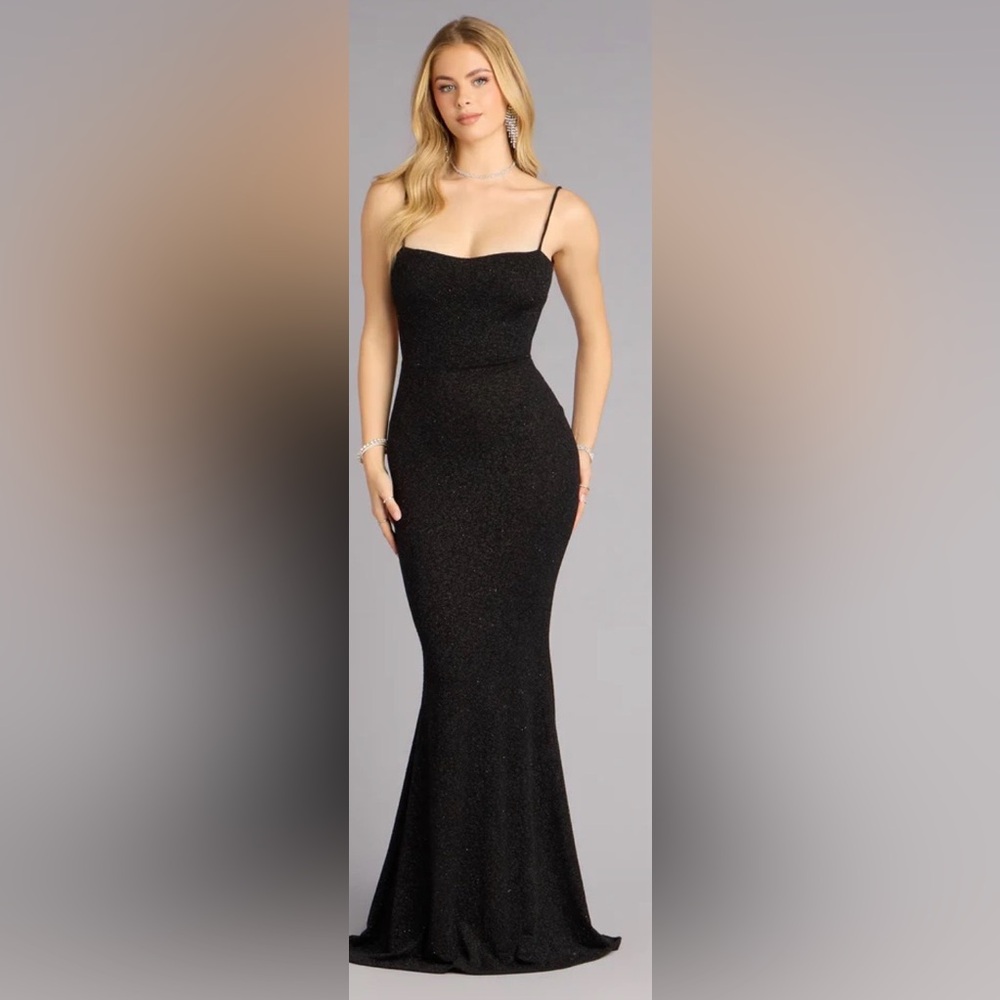 Glitter Knit Bow-Back Mermaid Dress